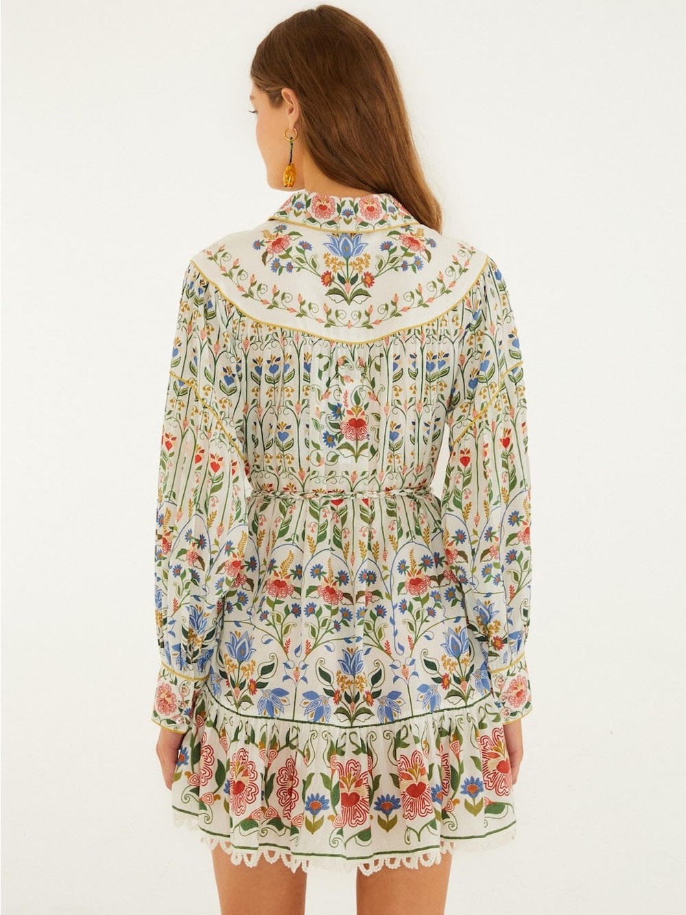 ‼️NEW Farm Rio Off-White Stitched Garden Floral Mini Dress - Picture 4 of 10